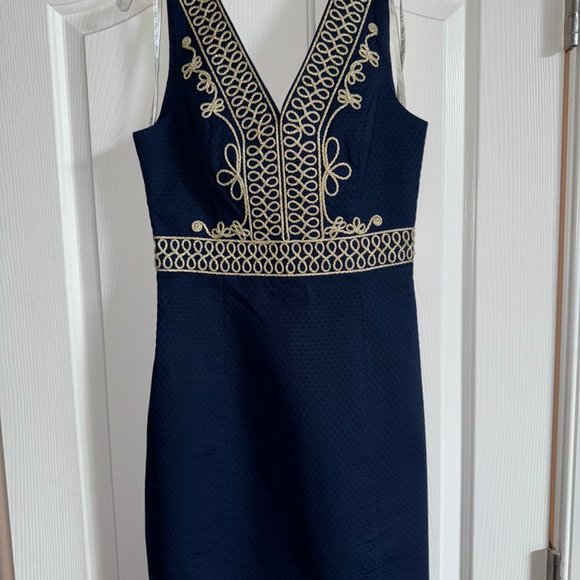 NEW WITH TAGS- Lilly Pulitzer Aveline Shift True Navy Dress Size 0 - Picture 2 of 7